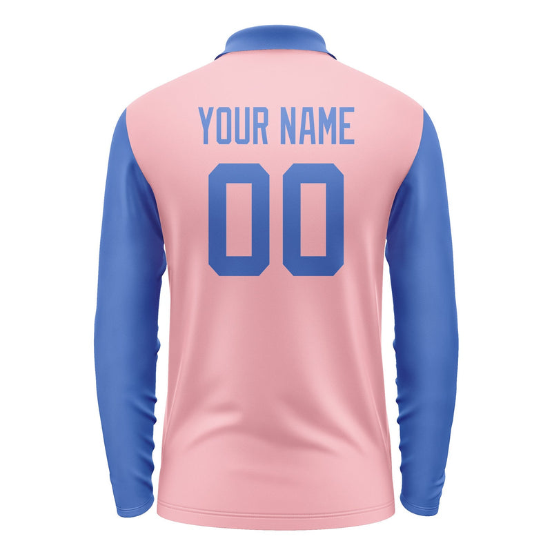 Custom Light Pink Sky Blue Long Sleeve Polo Shirt Pl210909B109