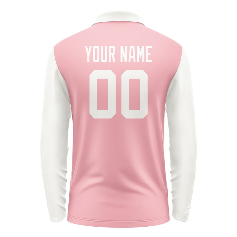 Custom Light Pink White Long Sleeve Polo Shirt Pl211818B118
