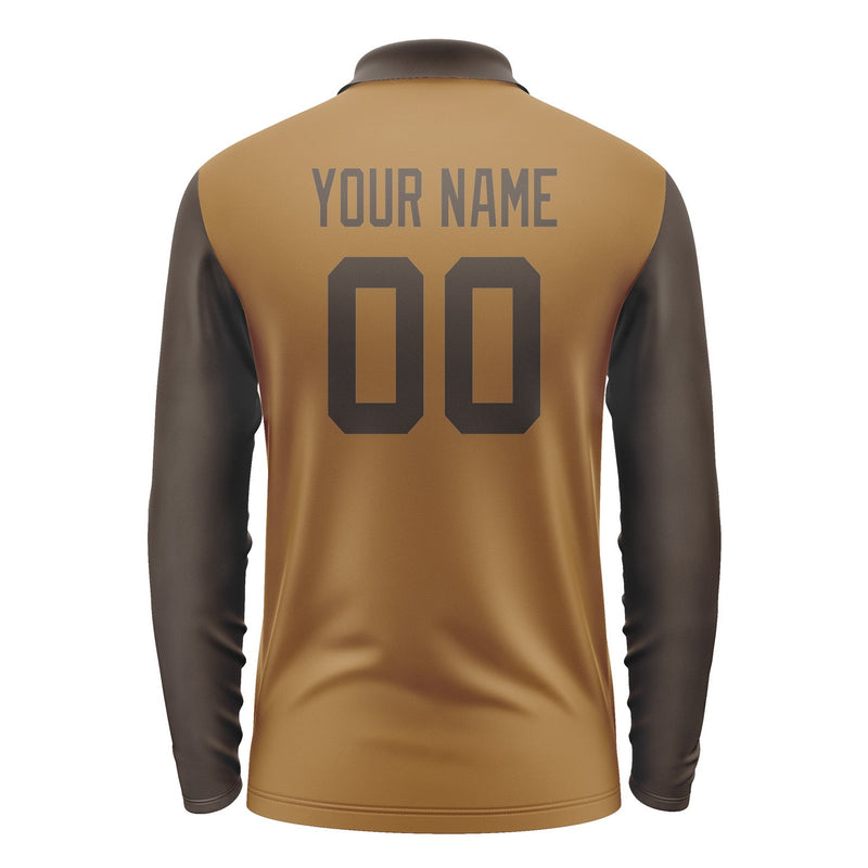 Custom Khaki Brown Long Sleeve Polo Shirt Pl220101B101