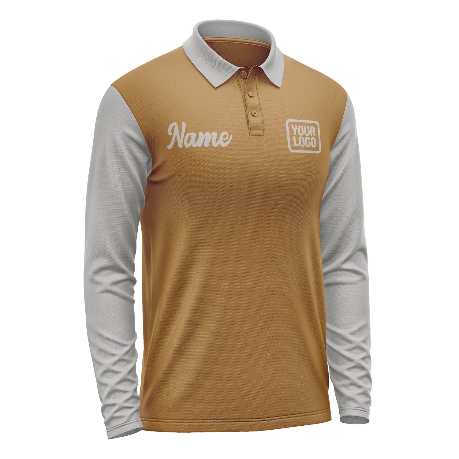 Custom Khaki Gray Long Sleeve Polo Shirt Pl220404B104