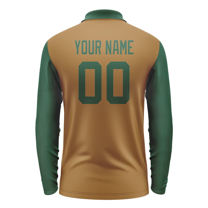 Custom Khaki Green Long Sleeve Polo Shirt Pl220505B105