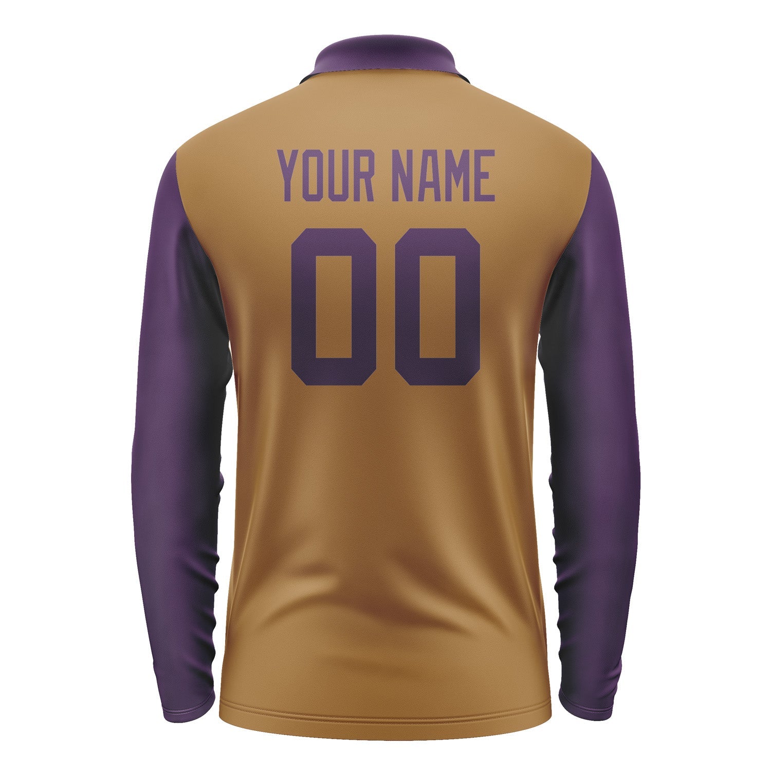 Custom Khaki Purple Long Sleeve Polo Shirt Pl220707B107