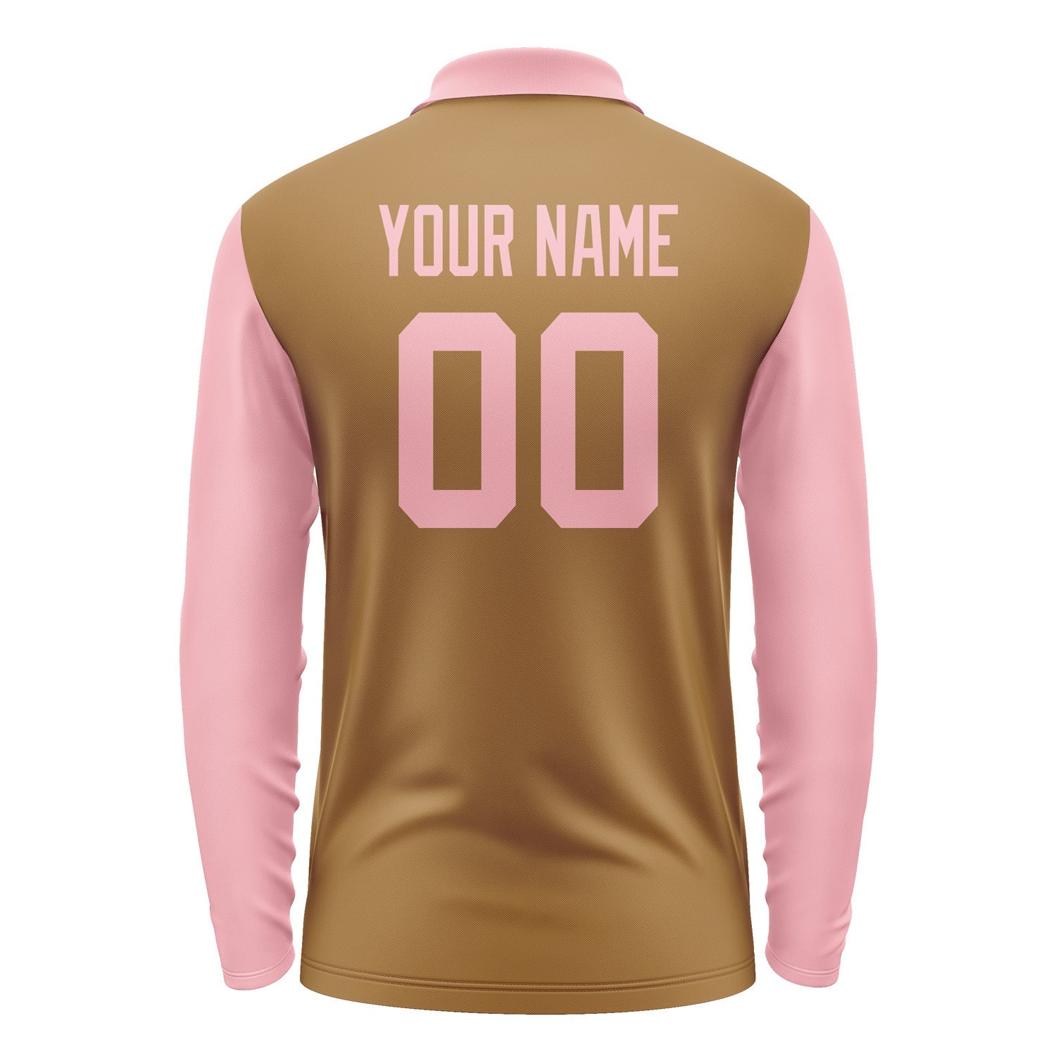 Custom Khaki Light Pink Long Sleeve Polo Shirt Pl222121B121