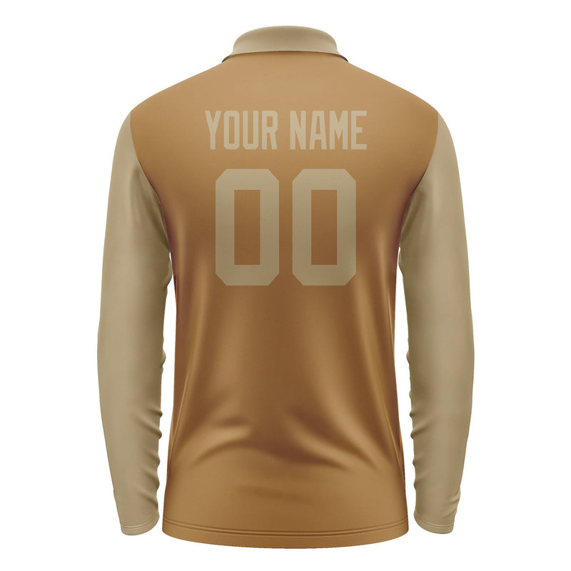 Custom Khaki Light Khaki Long Sleeve Polo Shirt Pl222525B125