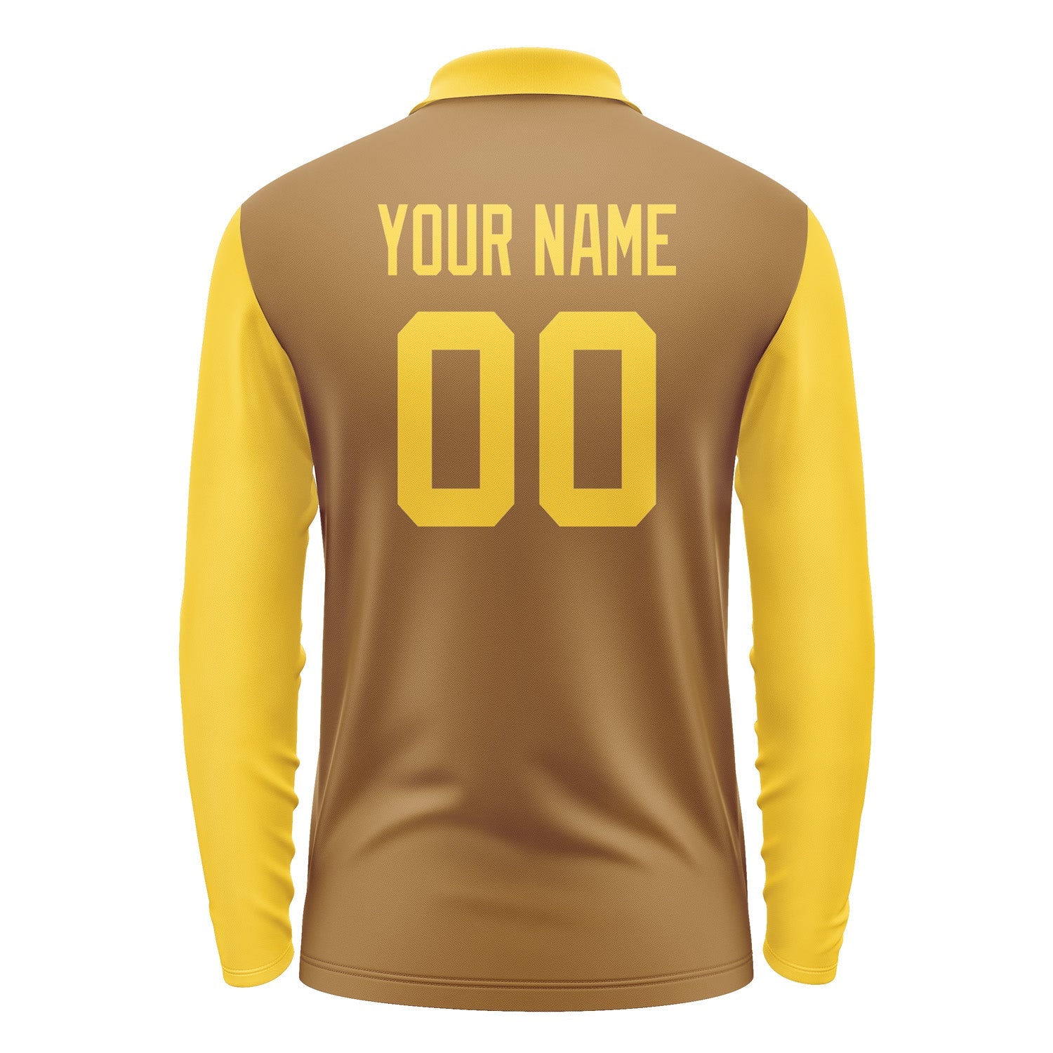 Custom Khaki Gold Long Sleeve Polo Shirt Pl223030B130