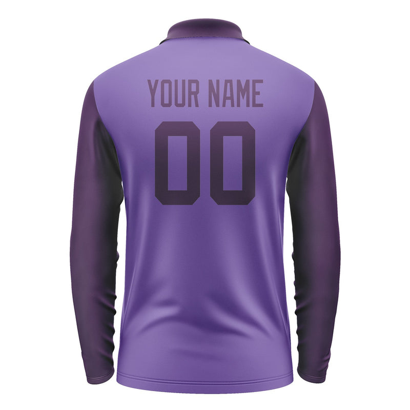 Custom Light Purple Purple Long Sleeve Polo Shirt Pl230707B107
