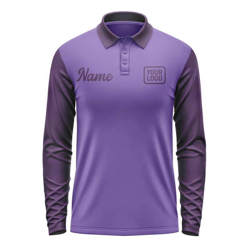 Custom Light Purple Purple Long Sleeve Polo Shirt Pl230707B107