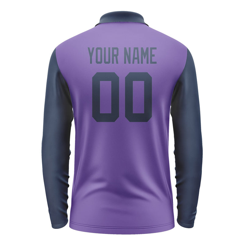 Custom Light Purple Blue Long Sleeve Polo Shirt Pl231010B110