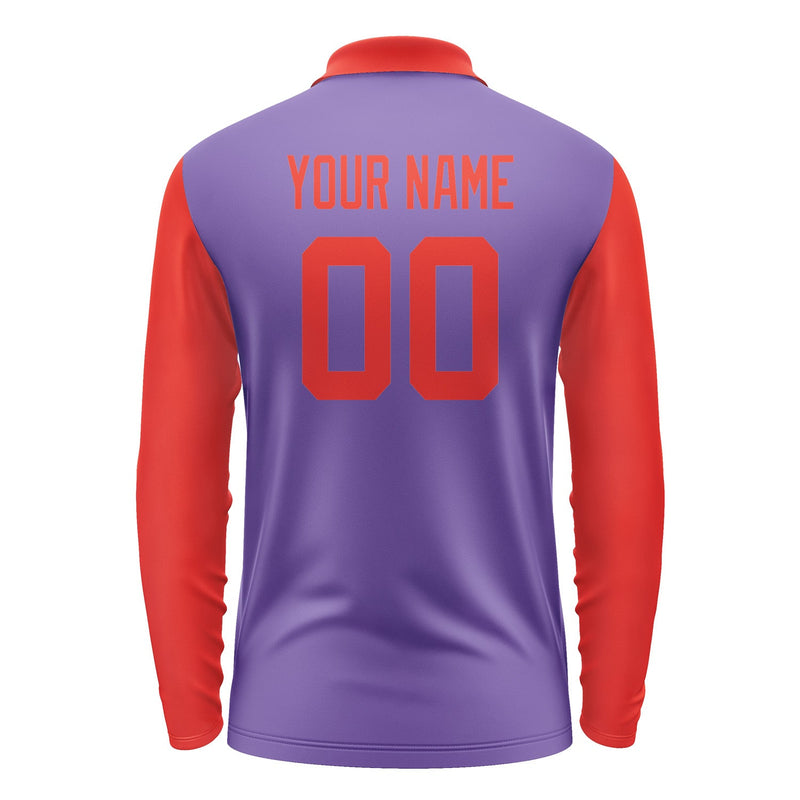 Custom Light Purple Orange Red Long Sleeve Polo Shirt Pl231212B112