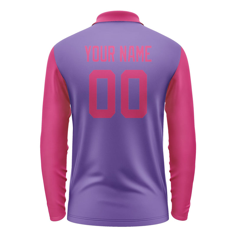 Custom Light Purple Pink Long Sleeve Polo Shirt Pl231313B113