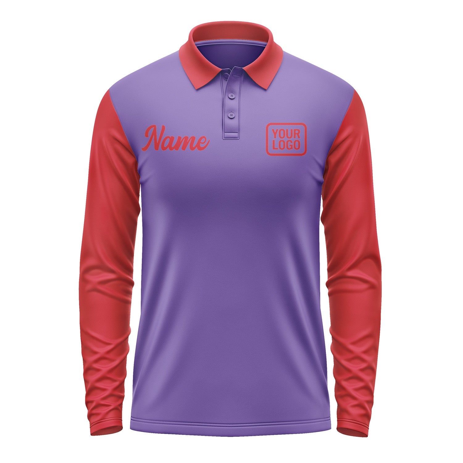 Custom Light Purple Red Long Sleeve Polo Shirt Pl231414B114