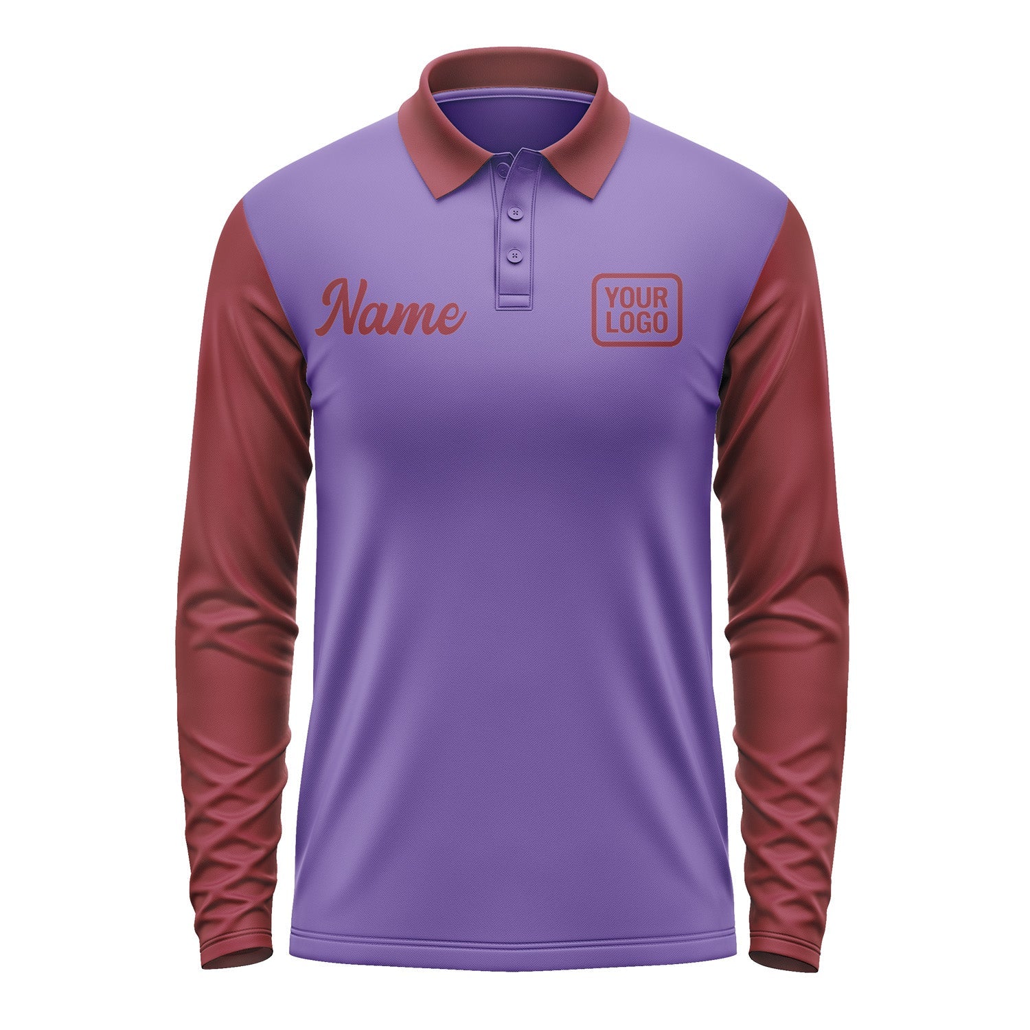Custom Light Purple Crimson Red Long Sleeve Polo Shirt Pl231515B115