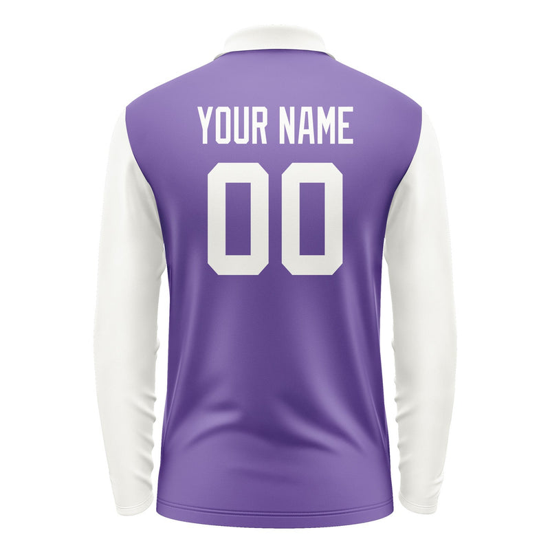 Custom Light Purple White Long Sleeve Polo Shirt Pl231818B118