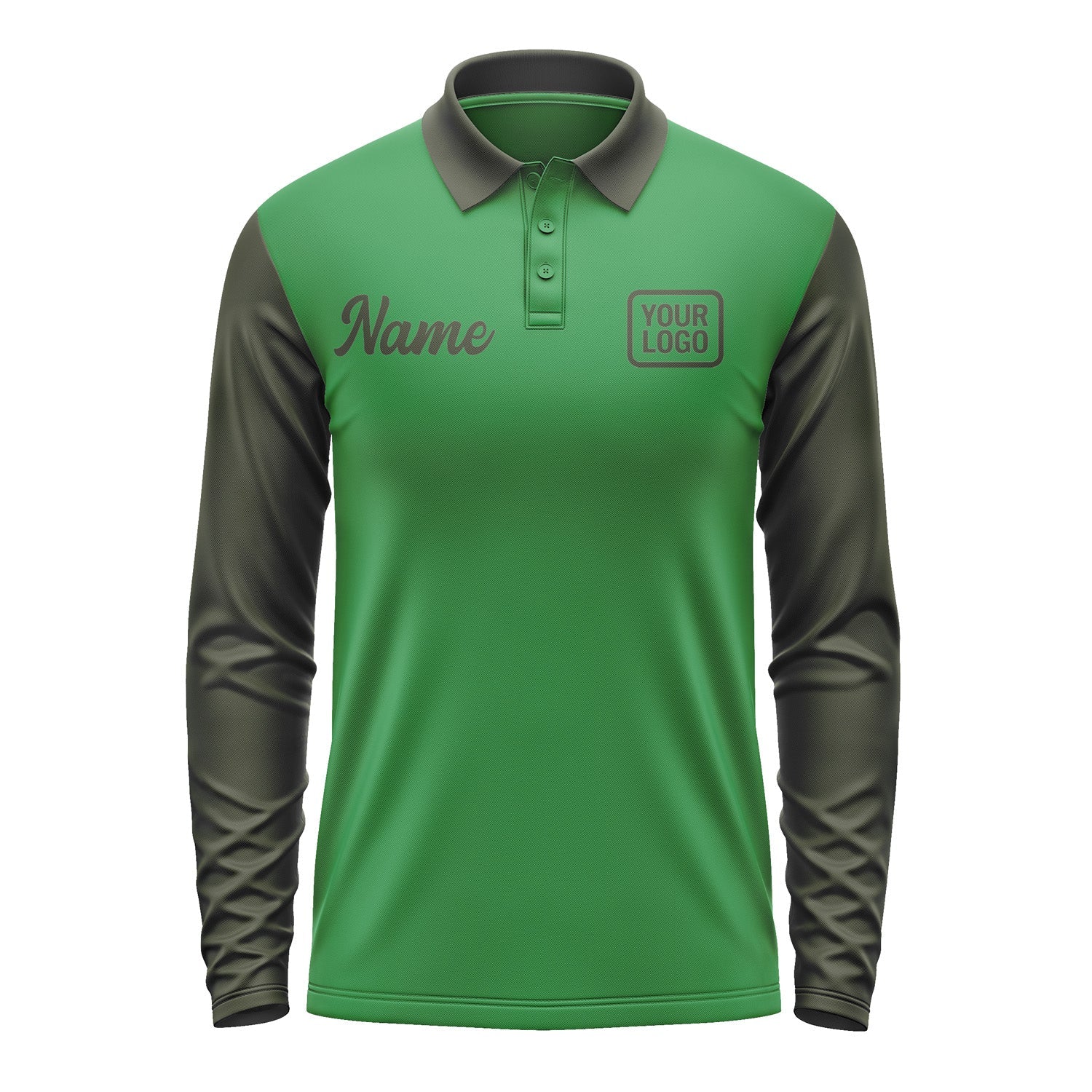 Custom Emerald Green Olive Long Sleeve Polo Shirt Pl240202B102