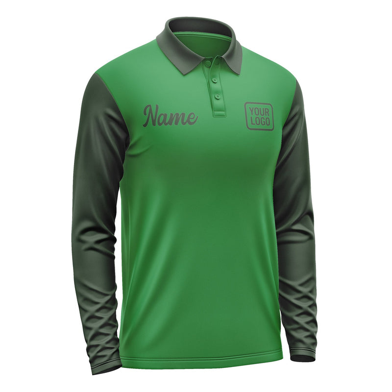 Custom Emerald Green Dark Green Long Sleeve Polo Shirt Pl240606B106