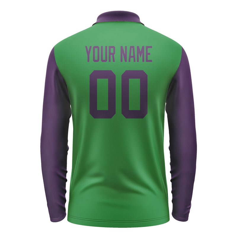 Custom Emerald Green Purple Long Sleeve Polo Shirt Pl240707B107
