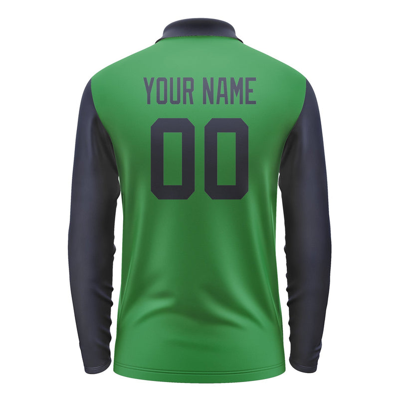Custom Emerald Green Navy Long Sleeve Polo Shirt Pl241111B111