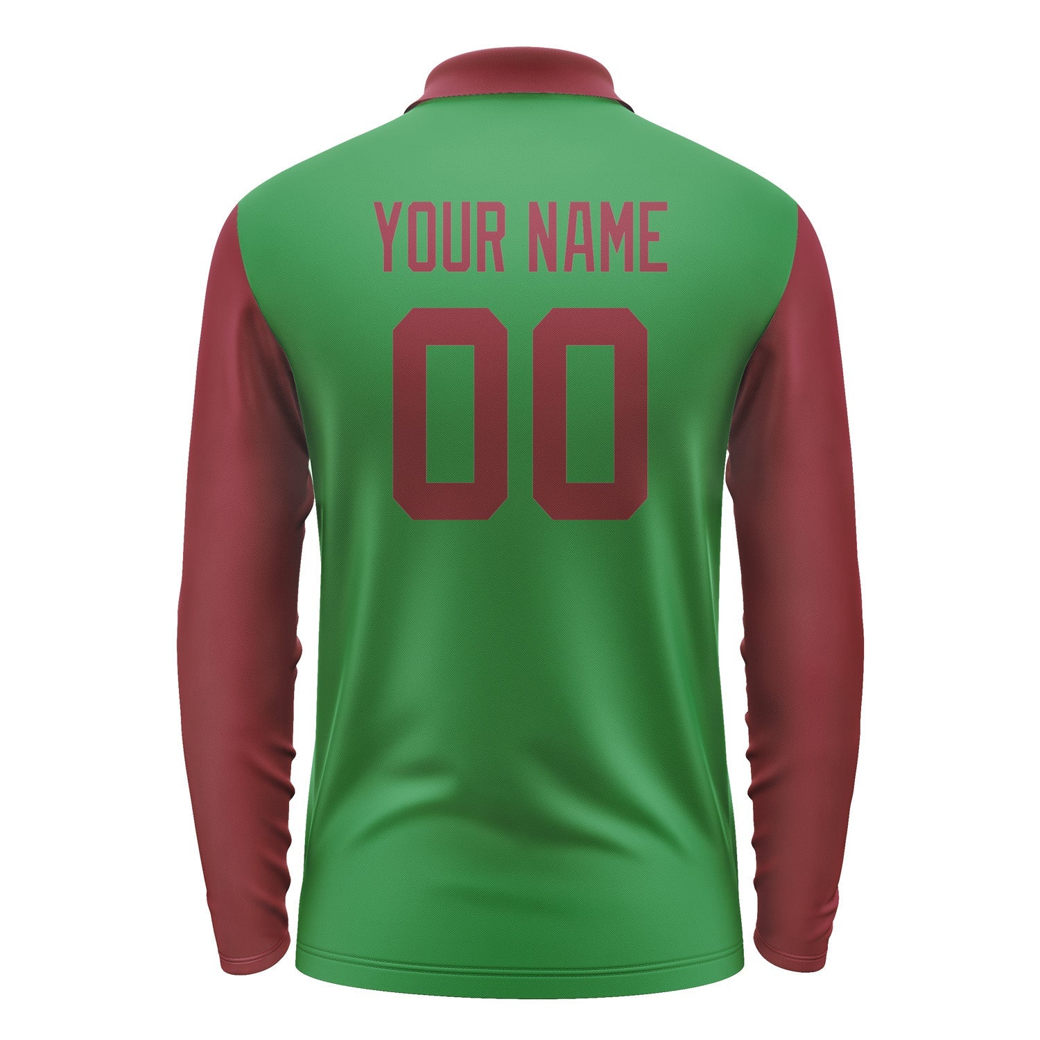 Custom Emerald Green Crimson Red Long Sleeve Polo Shirt Pl241515B115