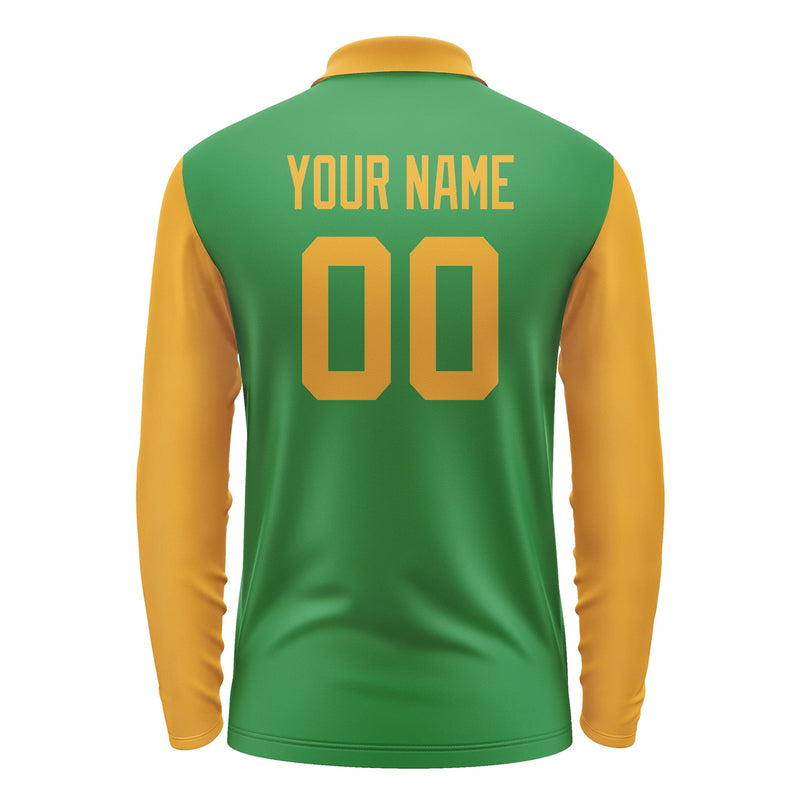 Custom Emerald Green Yellow Long Sleeve Polo Shirt Pl241919B119