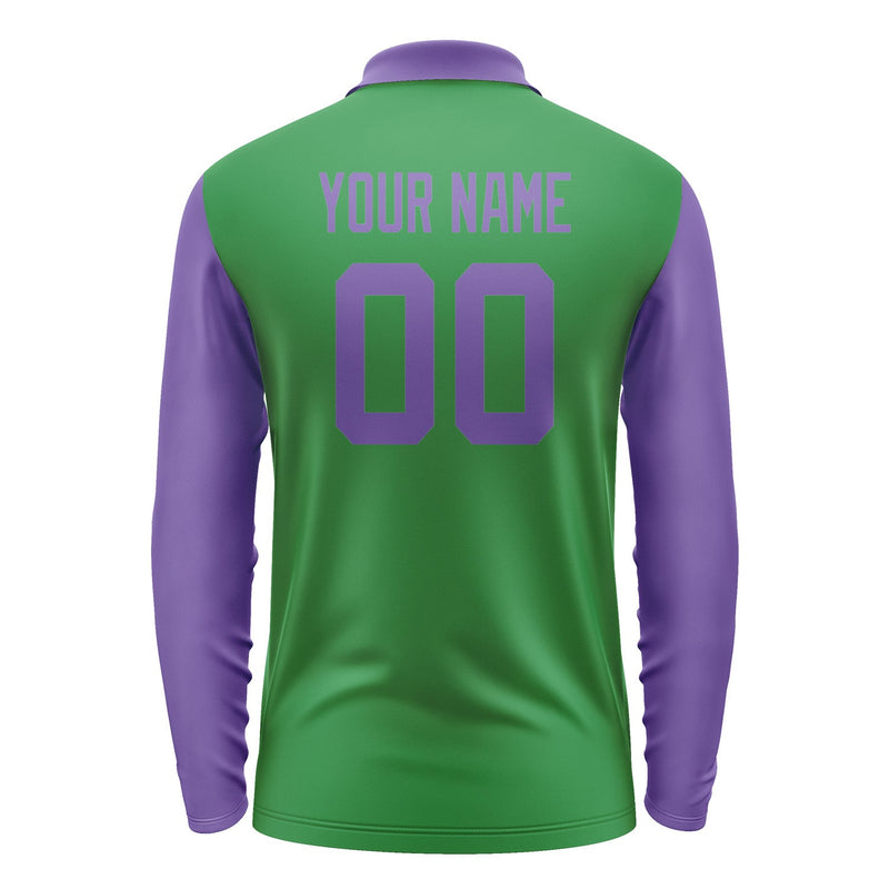 Custom Emerald Green Light Purple Long Sleeve Polo Shirt Pl242323B123