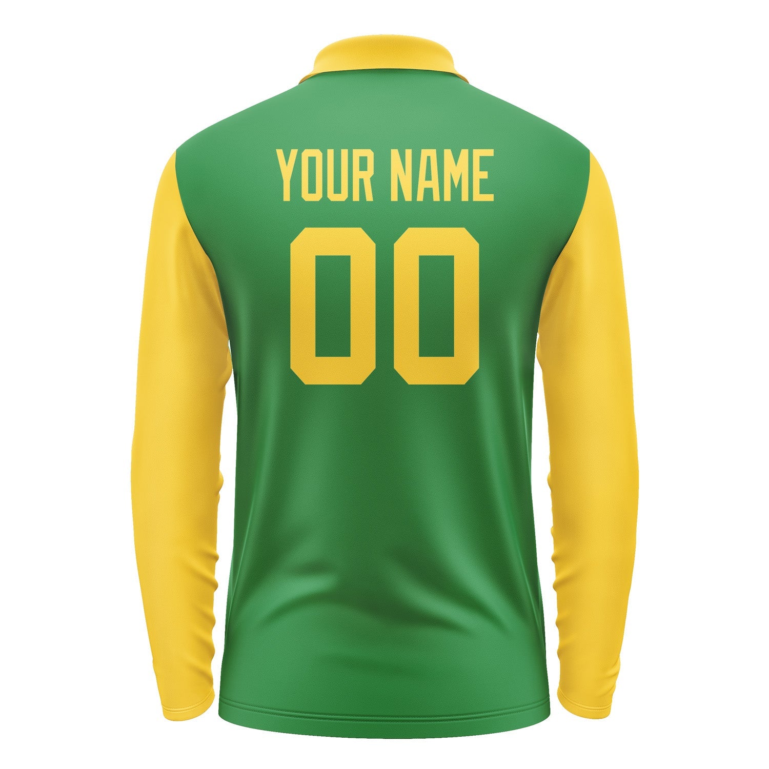 Custom Emerald Green Gold Long Sleeve Polo Shirt Pl243030B130