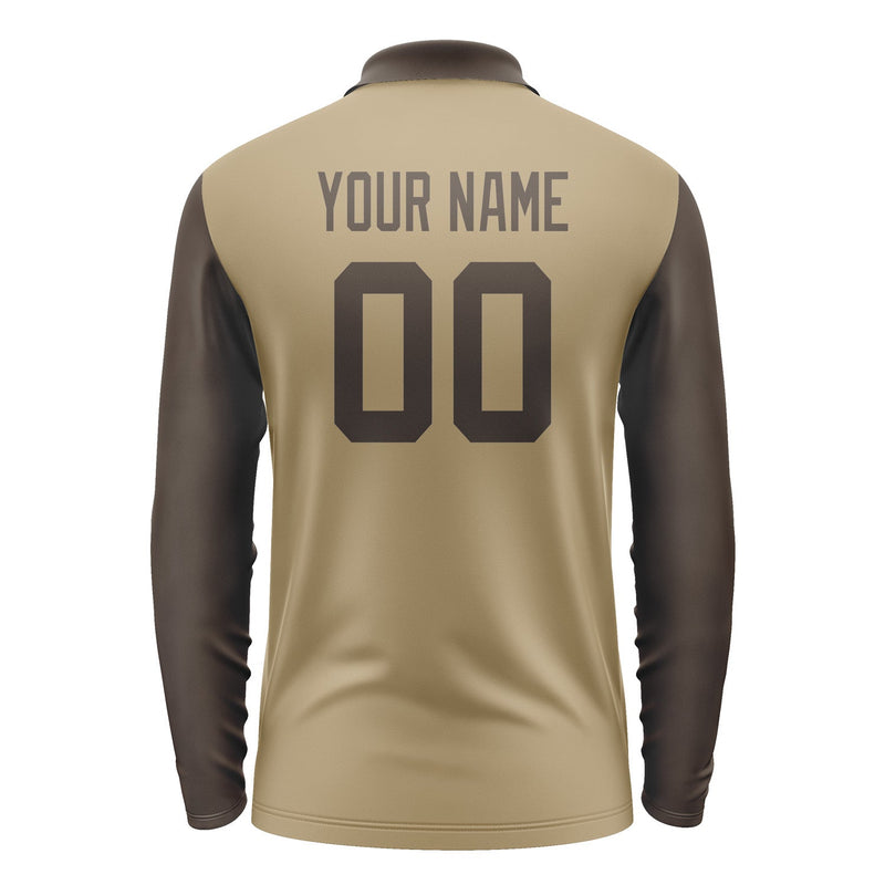 Custom Light Khaki Brown Long Sleeve Polo Shirt Pl250101B101