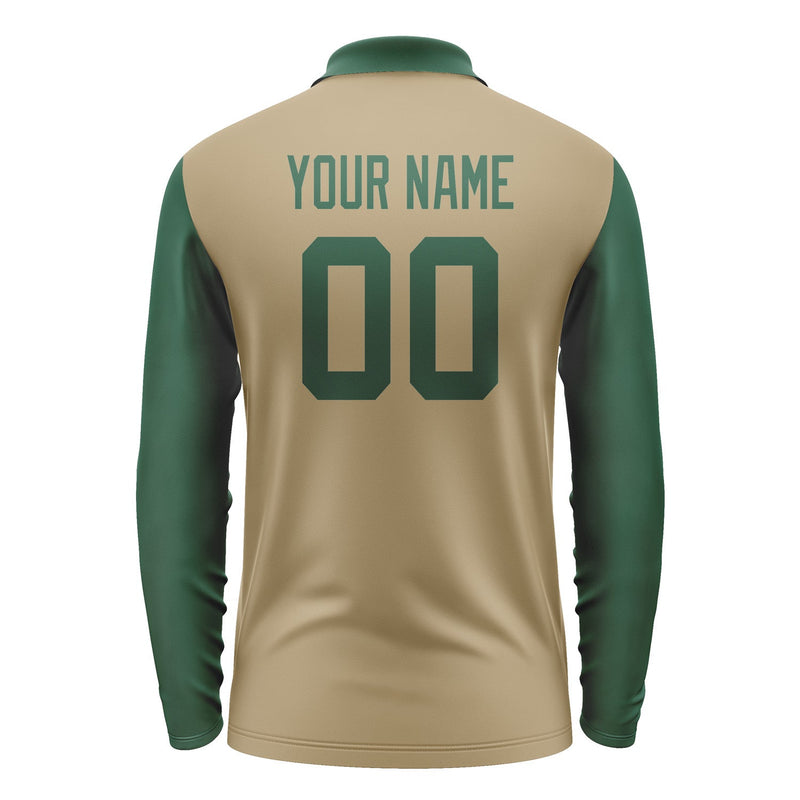 Custom Light Khaki Green Long Sleeve Polo Shirt Pl250505B105