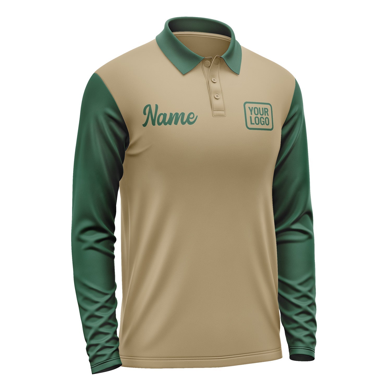 Custom Light Khaki Green Long Sleeve Polo Shirt Pl250505B105