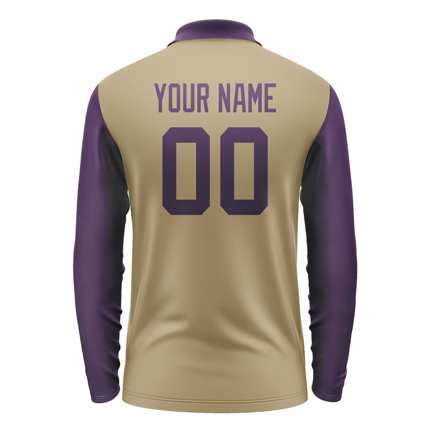 Custom Light Khaki Purple Long Sleeve Polo Shirt Pl250707B107