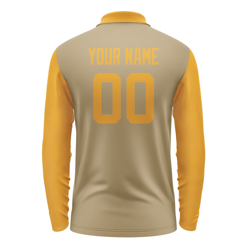 Custom Light Khaki Yellow Long Sleeve Polo Shirt Pl251919B119