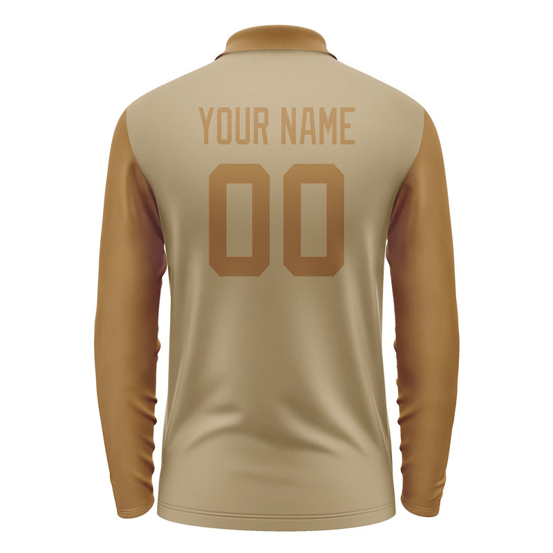 Custom Light Khaki Khaki Long Sleeve Polo Shirt Pl252222B122