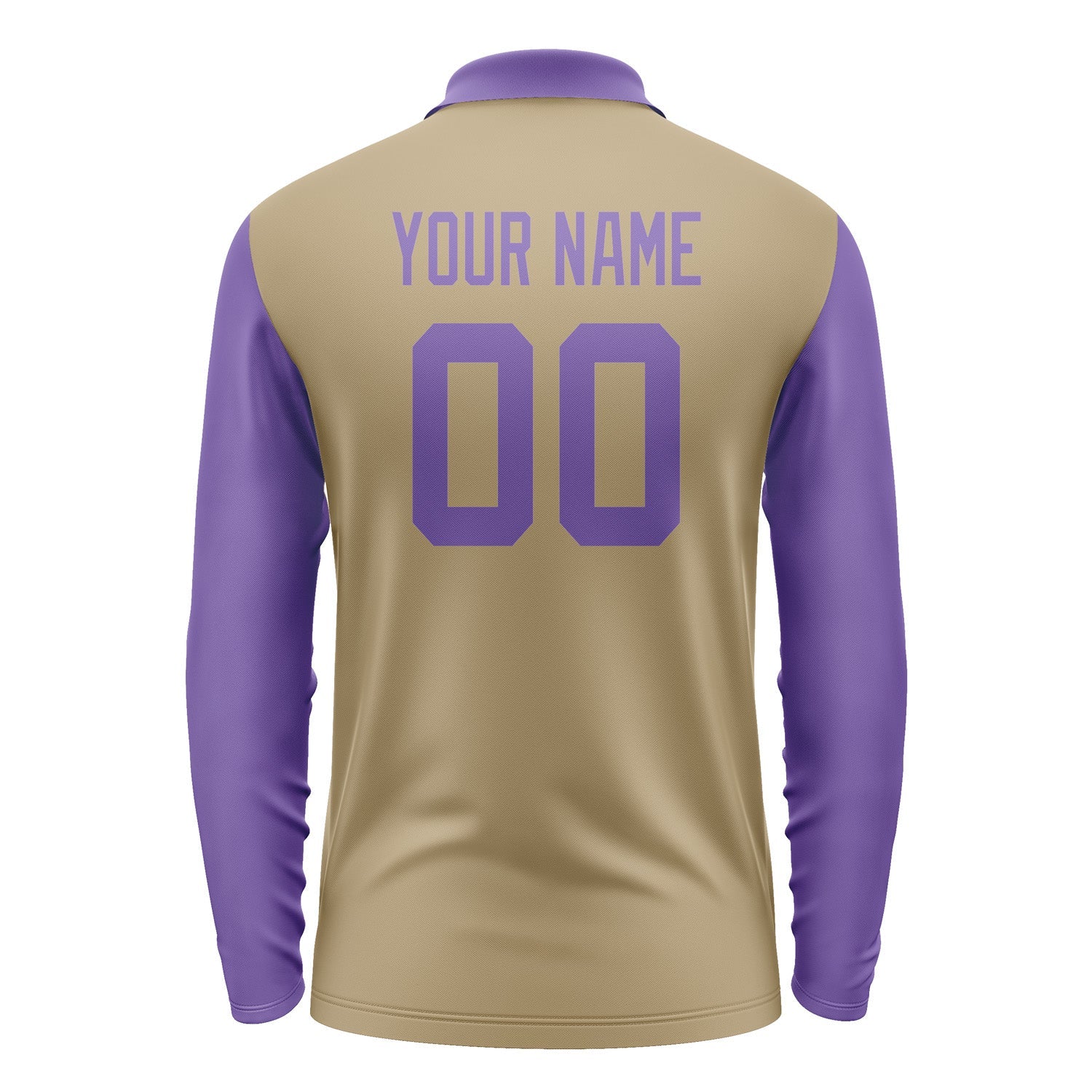 Custom Light Khaki Light Purple Long Sleeve Polo Shirt Pl252323B123
