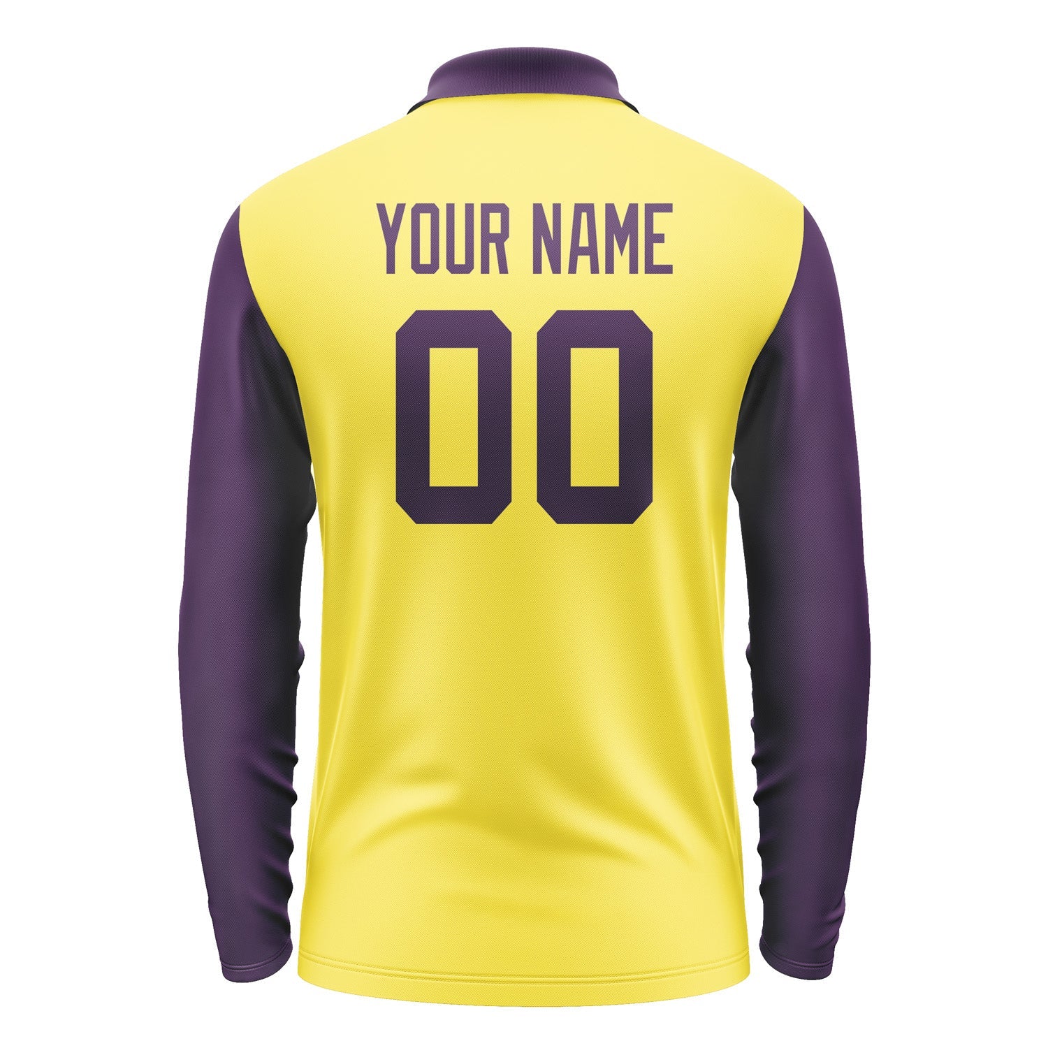 Custom Light Yellow Purple Long Sleeve Polo Shirt Pl260707B107