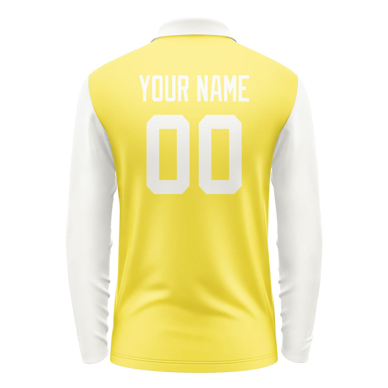 Custom Light Yellow White Long Sleeve Polo Shirt Pl261818B118