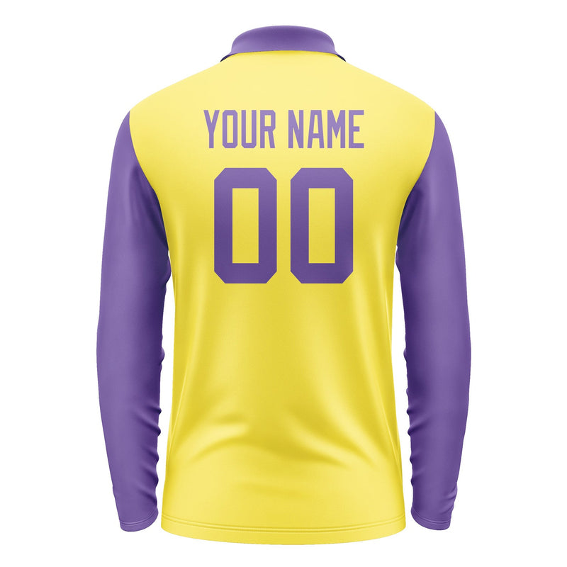 Custom Light Yellow Light Purple Long Sleeve Polo Shirt Pl262323B123