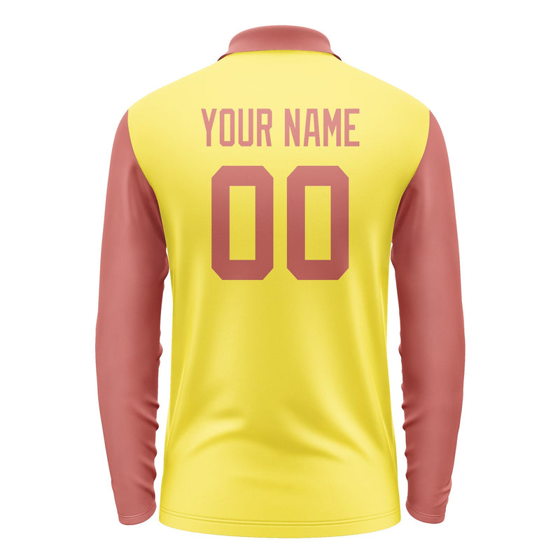Custom Light Yellow Copper Rose Long Sleeve Polo Shirt Pl262929B129