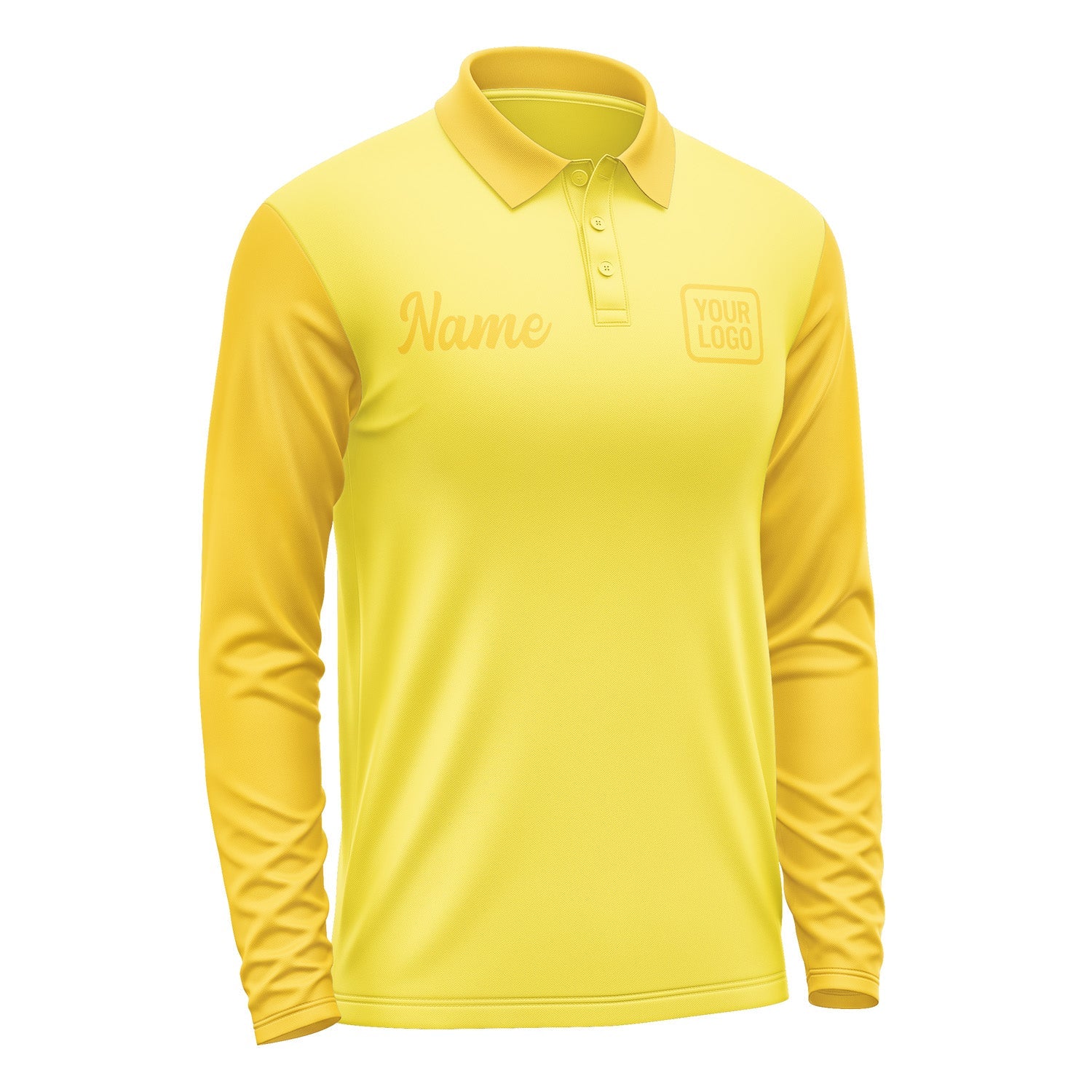Custom Light Yellow Gold Long Sleeve Polo Shirt Pl263030B130