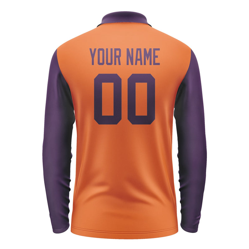 Custom Orange Purple Long Sleeve Polo Shirt Pl280707B107