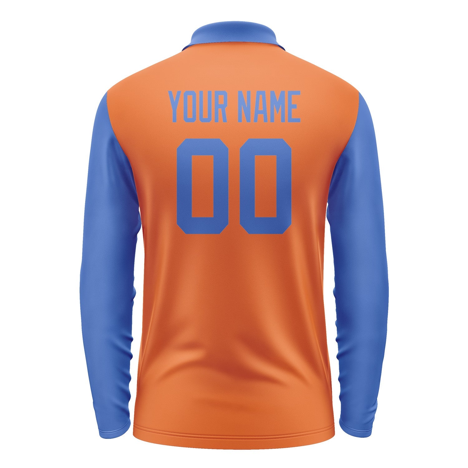 Custom Orange Sky Blue Long Sleeve Polo Shirt Pl280909B109