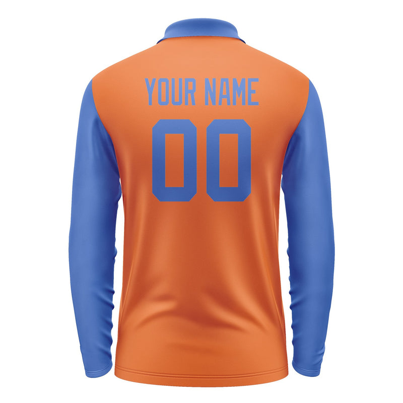 Custom Orange Sky Blue Long Sleeve Polo Shirt Pl280909B109