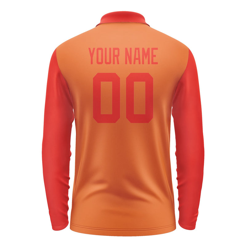 Custom Orange Orange Red Long Sleeve Polo Shirt Pl281212B112