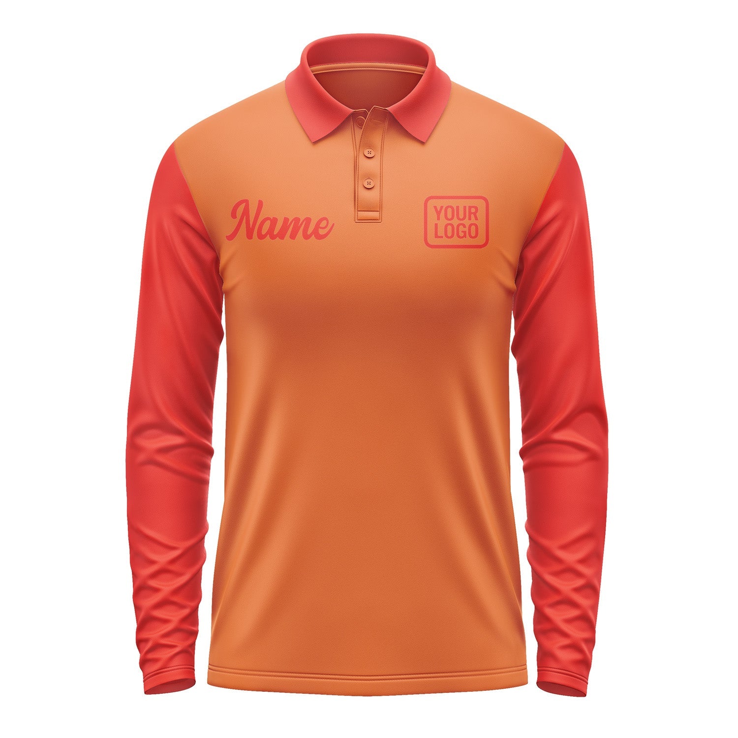 Custom Orange Orange Red Long Sleeve Polo Shirt Pl281212B112