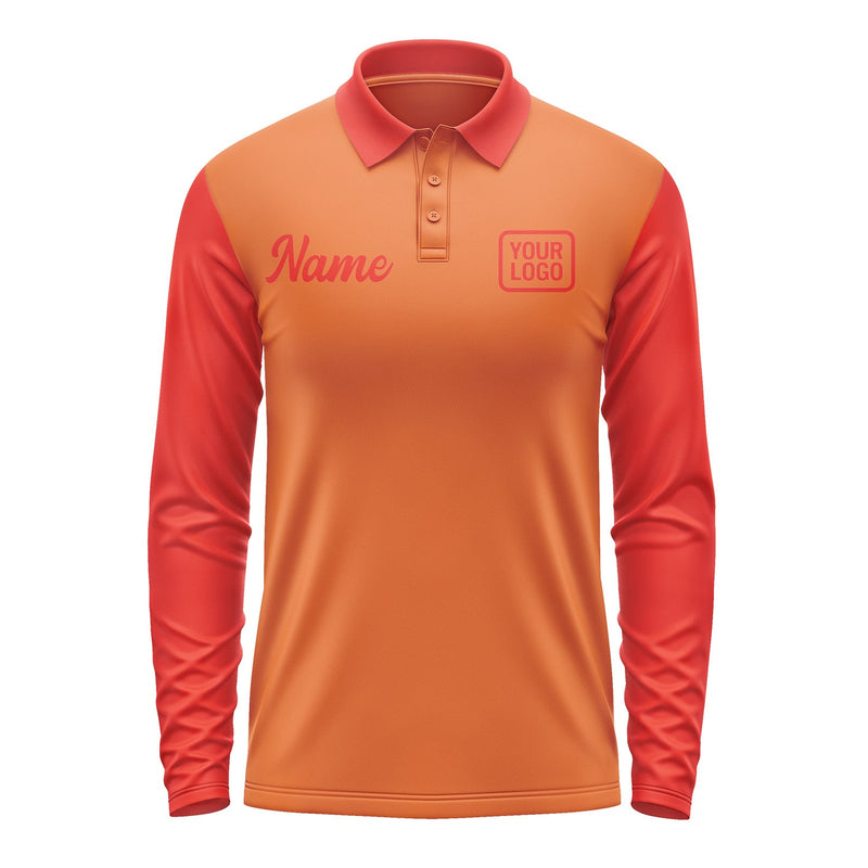 Custom Orange Orange Red Long Sleeve Polo Shirt Pl281212B112