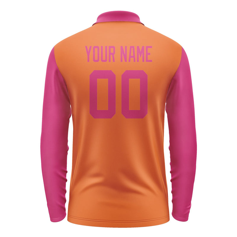 Custom Orange Pink Long Sleeve Polo Shirt Pl281313B113