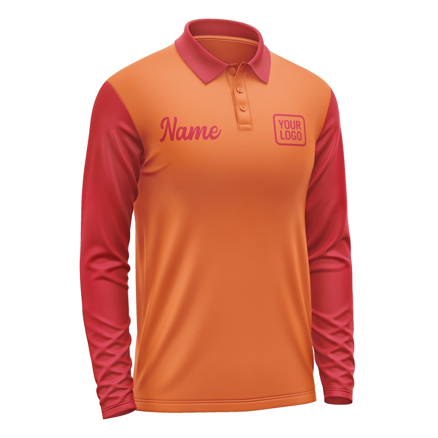 Custom Orange Red Long Sleeve Polo Shirt Pl281414B114