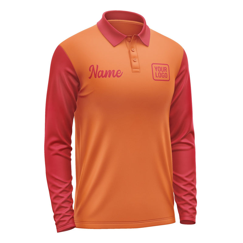 Custom Orange Red Long Sleeve Polo Shirt Pl281414B114