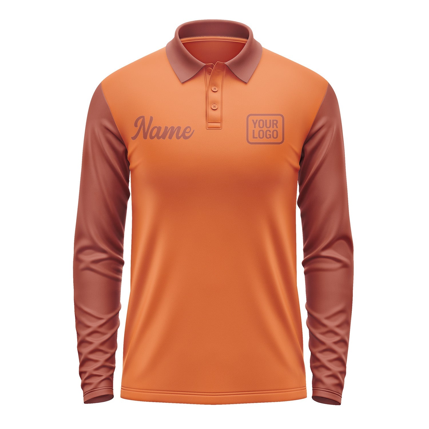 Custom Orange Coral Red Long Sleeve Polo Shirt Pl281616B116