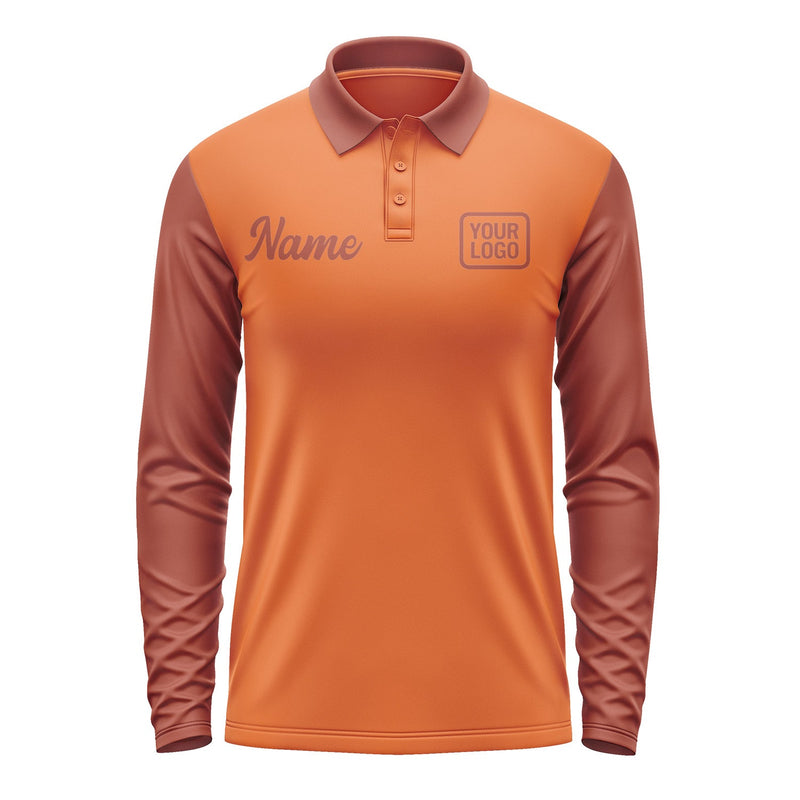 Custom Orange Coral Red Long Sleeve Polo Shirt Pl281616B116