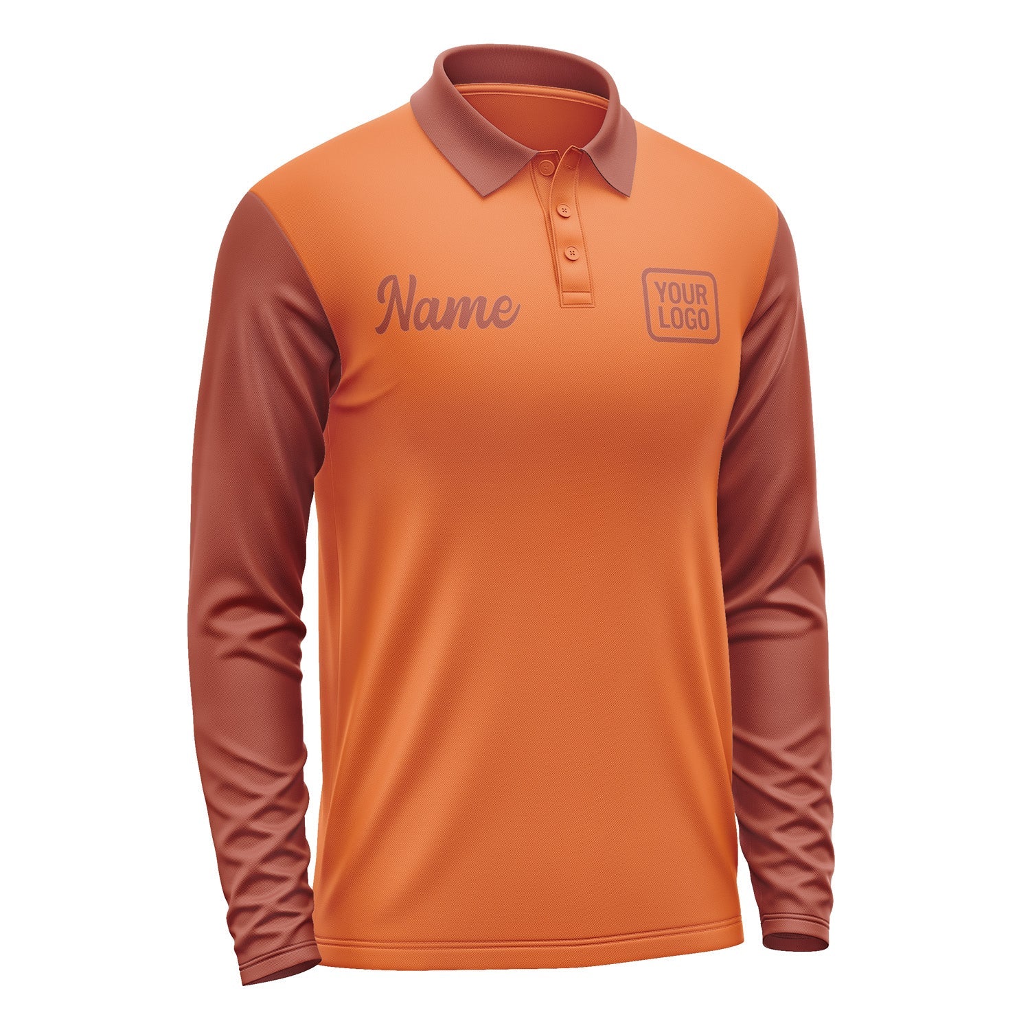 Custom Orange Coral Red Long Sleeve Polo Shirt Pl281616B116