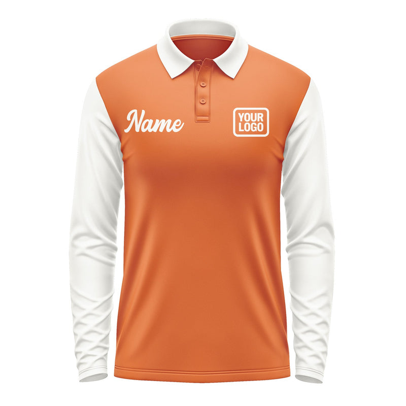 Custom Orange White Long Sleeve Polo Shirt Pl281818B118